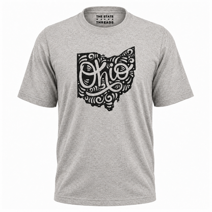 Ohio State Map Mandala Swirl Typography Shirt