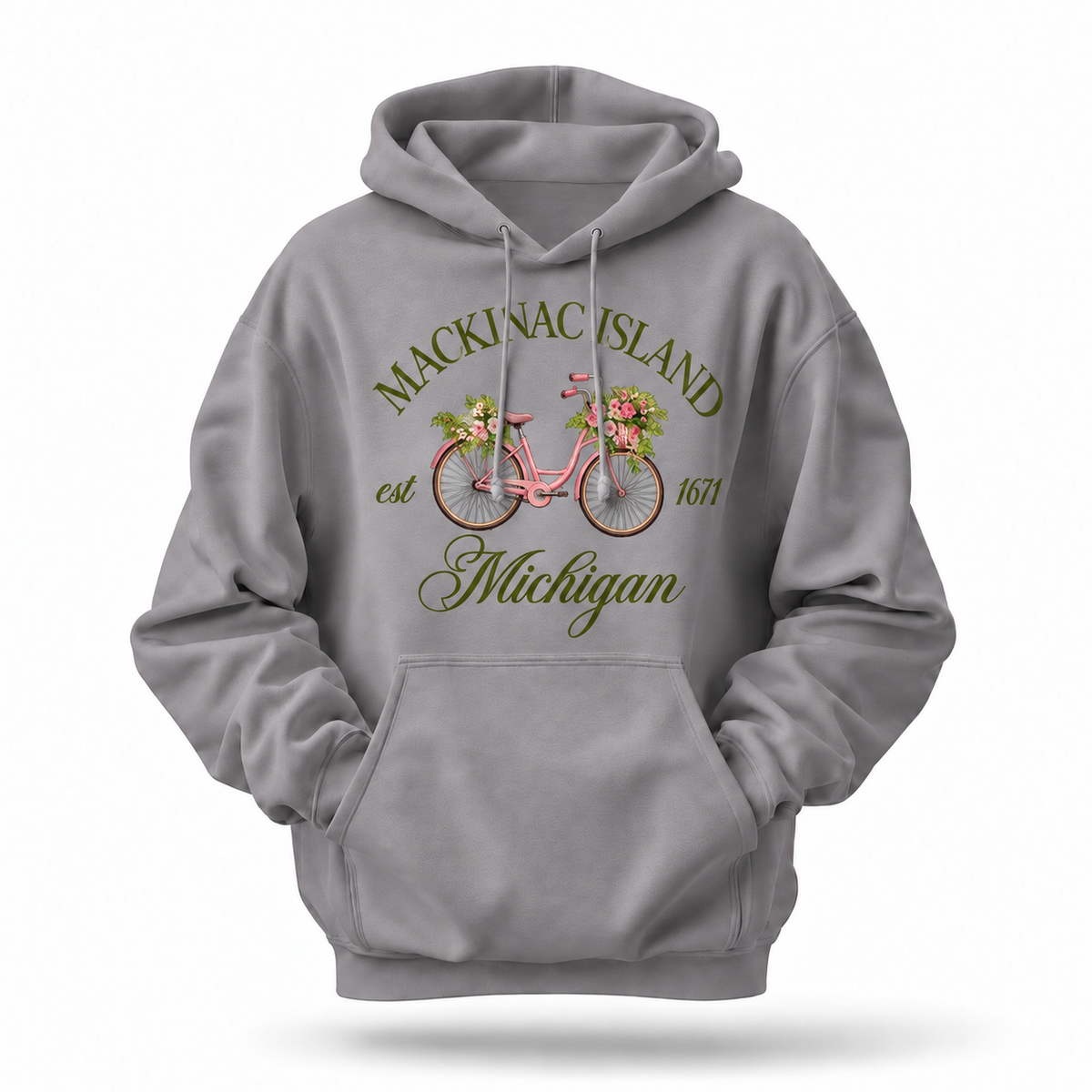 Mackinac Island Michigan Est 1671 Pink Bicycle Navy Hoodie