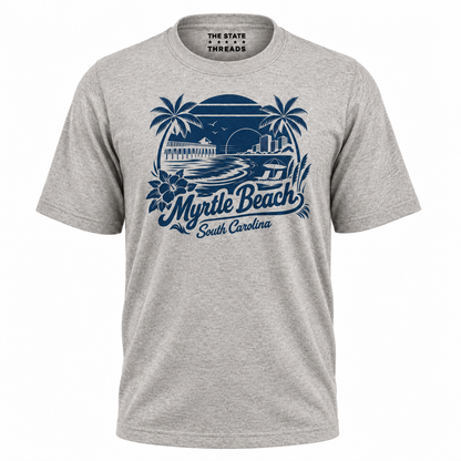 South Carolina Myrtle Beach Retro Coastal Sunset Graphic Shirt