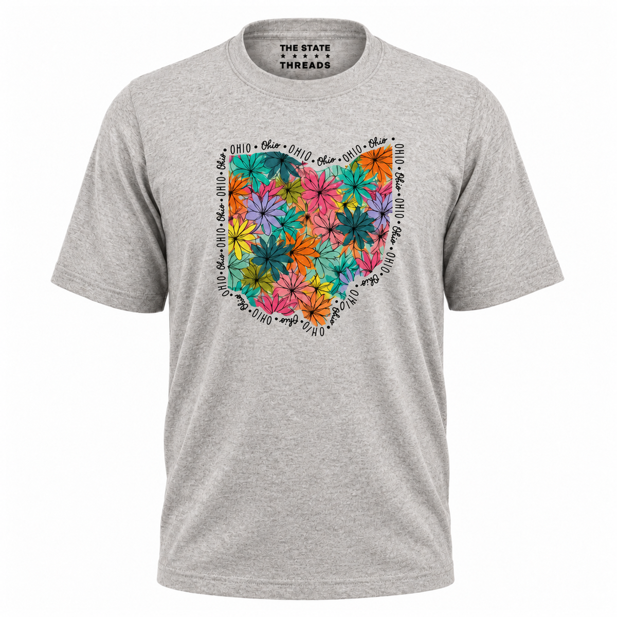 Ohio Floral State Outline Colorful Botanical Shirt