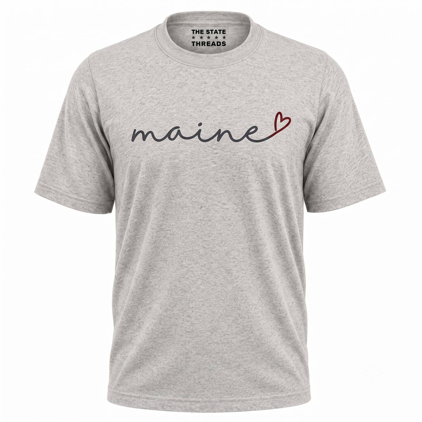 Maine Cursive Script Heart State Pride Shirt