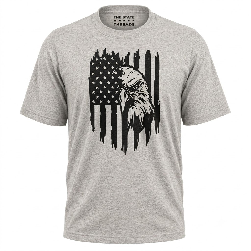 America Distressed Flag Eagle Silhouette Graphic Shirt