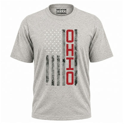 Ohio American Flag Patriotic Distressed State Shirt