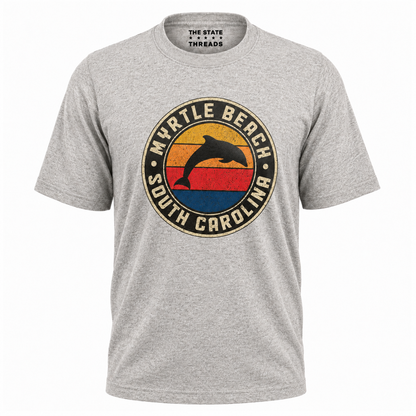 Myrtle Beach South Carolina Retro Dolphin Sunset Shirt