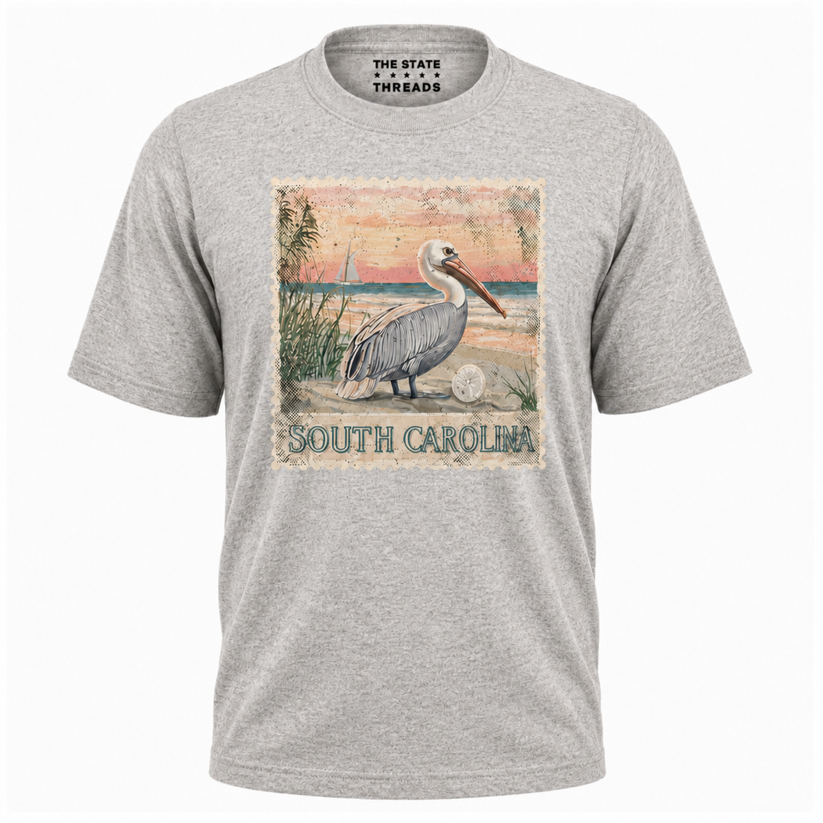 South Carolina Vintage Pelican Beach Stamp Shirt
