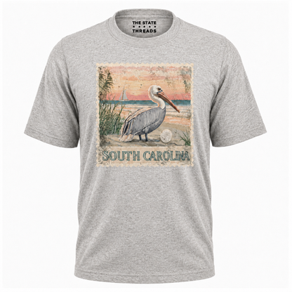 South Carolina Vintage Pelican Beach Stamp Shirt