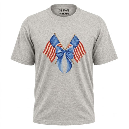 America Crossed Flags Coquette Bow Independence Day Shirt