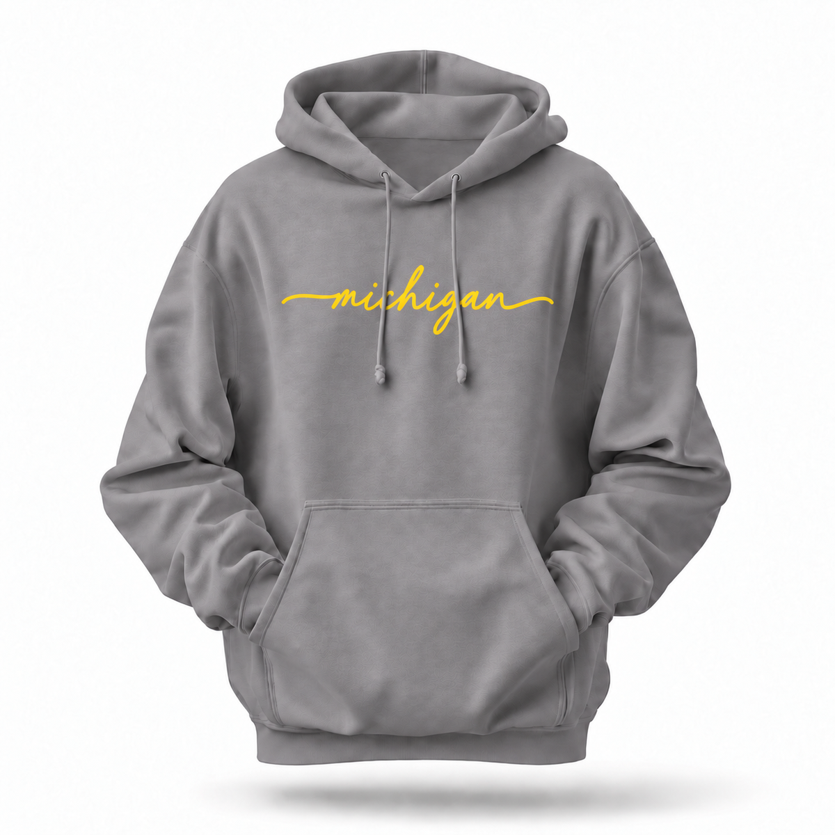 Michigan Minimalist Yellow Script Hoodie