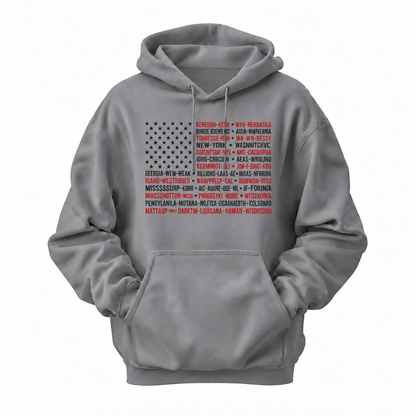 America 50 States Typography Flag Hoodie