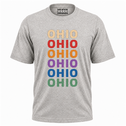 Retro Ohio Colorful Stacked Typography State Shirt