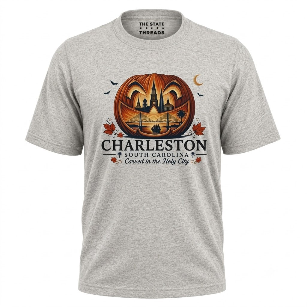 South Carolina Charleston Carved Pumpkin Skyline Halloween Shirt