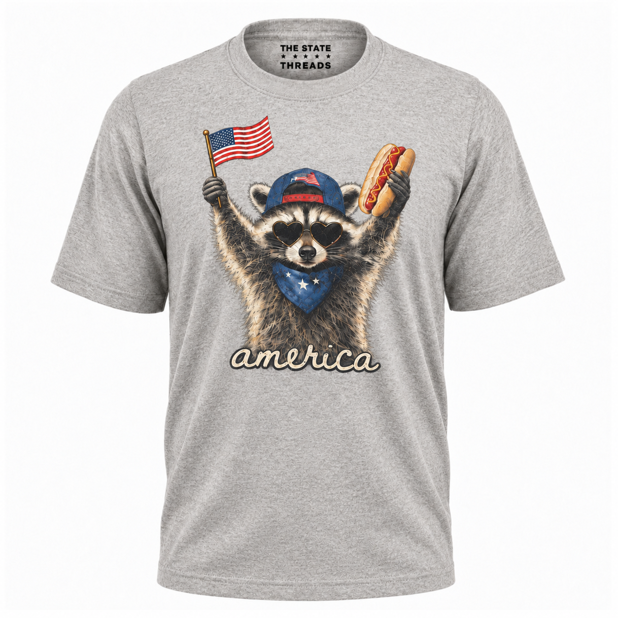 America Patriotic Raccoon Hot Dog Flag Graphic Shirt