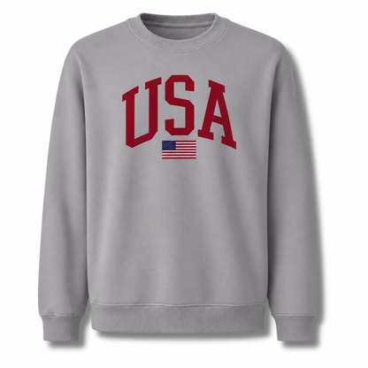 USA Arch Flag Minimalist Varsity Sweatshirt