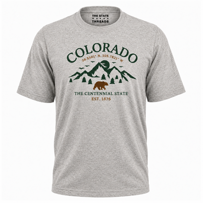 Colorado Centennial State Mountains Bear Graphic Shirt