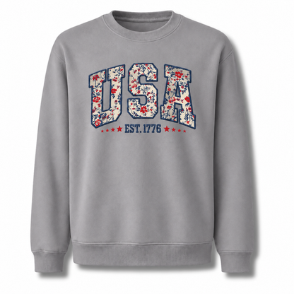 USA Floral Est. 1776 Patriotic Sweatshirt