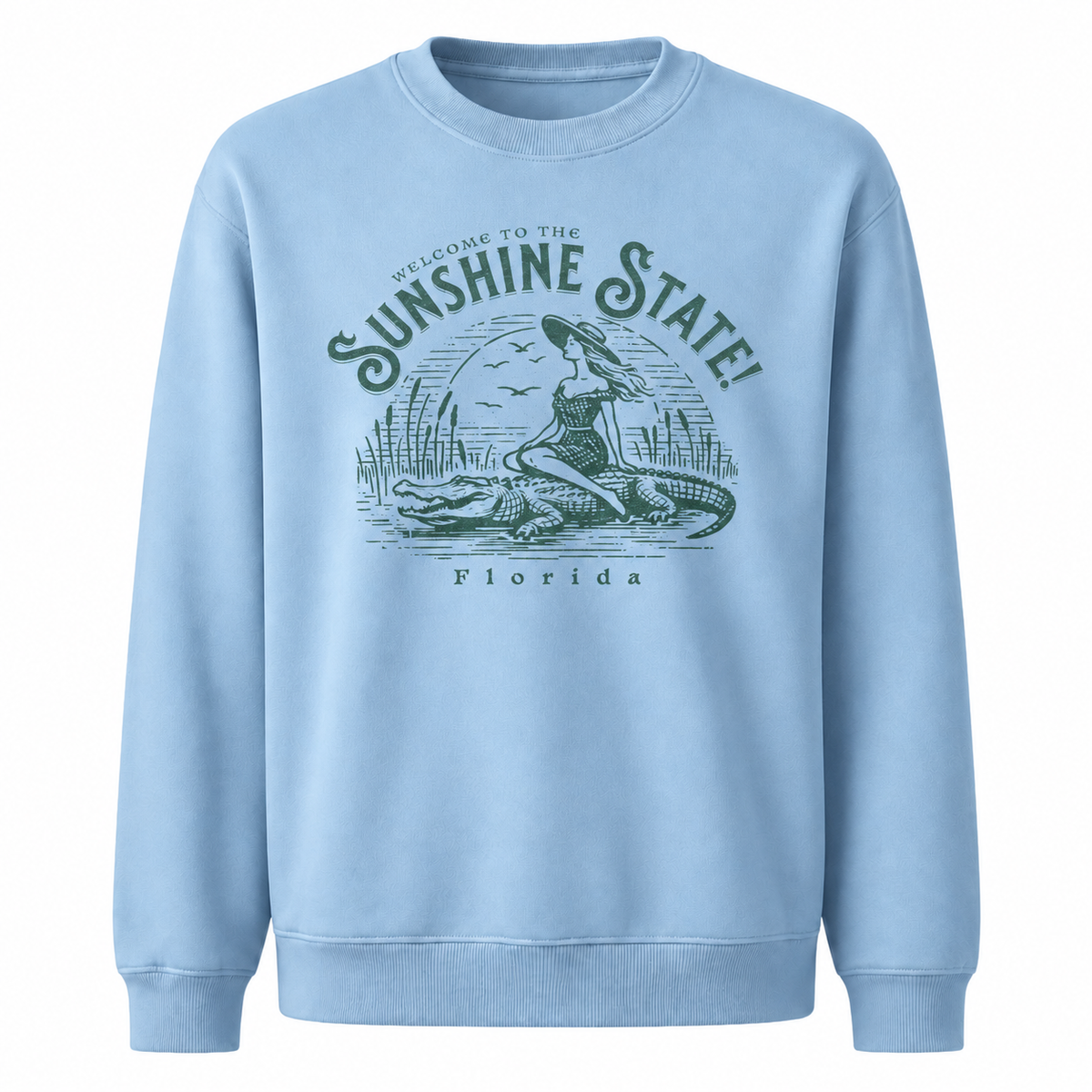 Welcome to Florida Sunshine State Alligator Sweatshirt - Light Blue