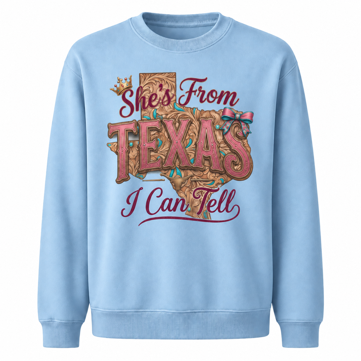 Texas Western Cowboy Boots Rodeo Vintage Heritage Sweatshirt - Light Blue