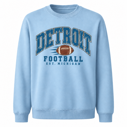 Detroit Football Retro Vintage Gameday Tailgate Sweatshirt - Light Blue