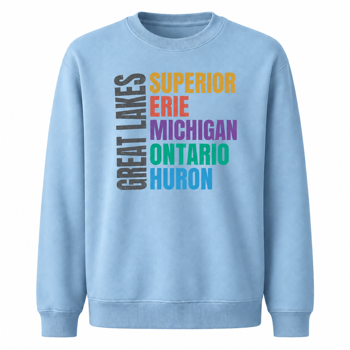 Great Lakes Michigan Freshwater Basin Retro Sweatshirt - Light Blue