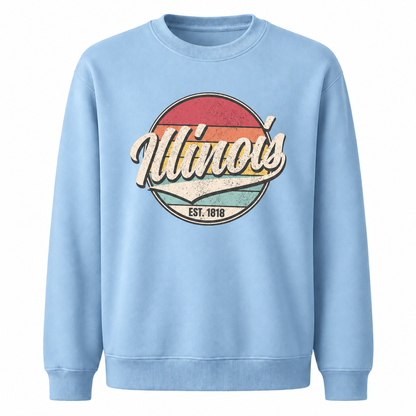 Illinois Prairie State Vintage Heritage Emblem Sweatshirt - Light Blue