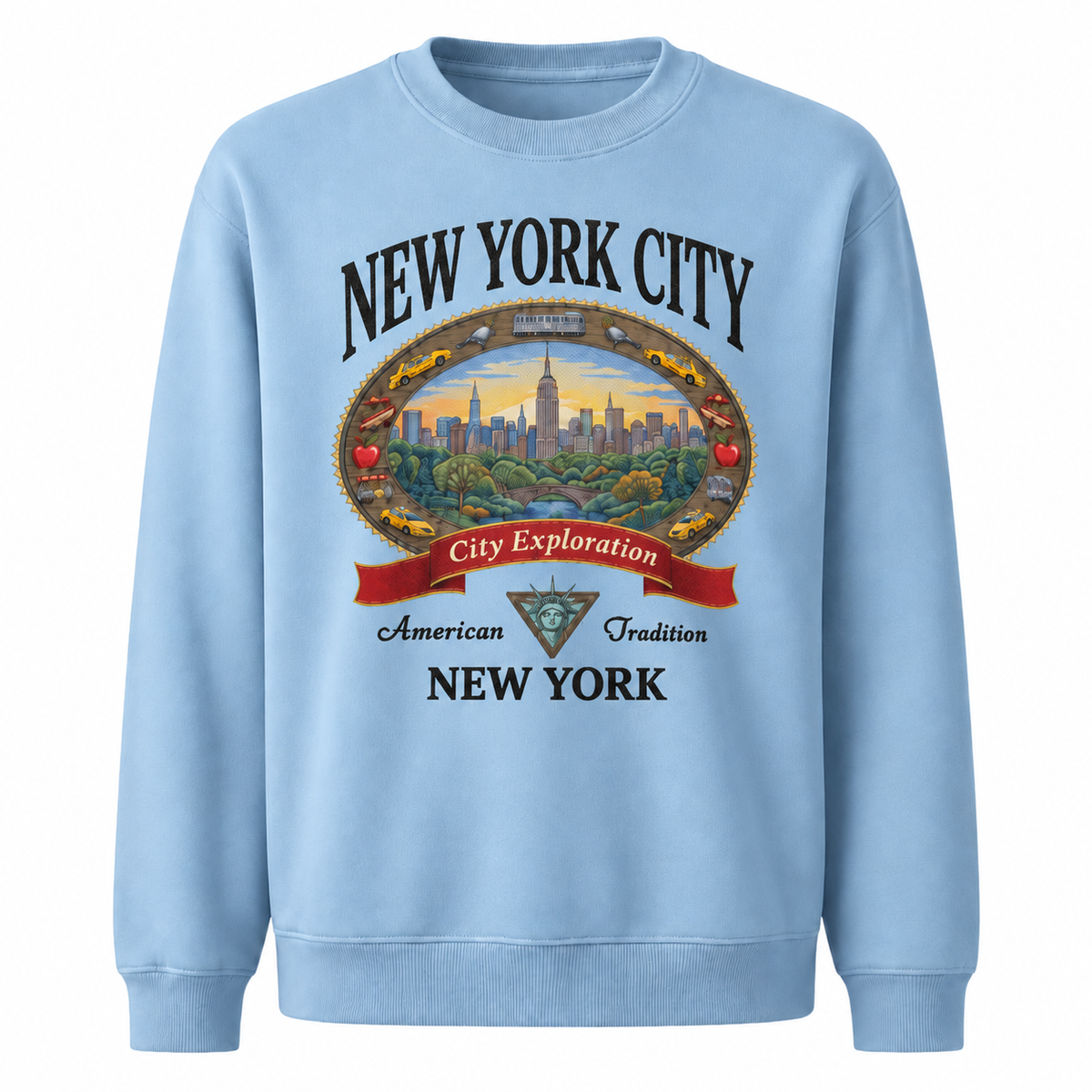 New York City Exploration Central Park Vintage Sweatshirt - Light Blue