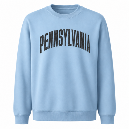 Pennsylvania Collegiate Varsity Athletic Lettering Vintage Sweatshirt - Light Blue