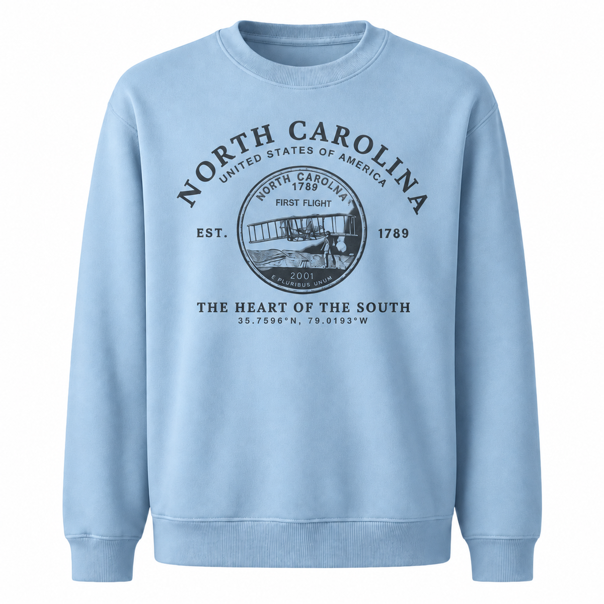 North Carolina Heritage State Seal Medallion Vintage Sweatshirt - Light Blue
