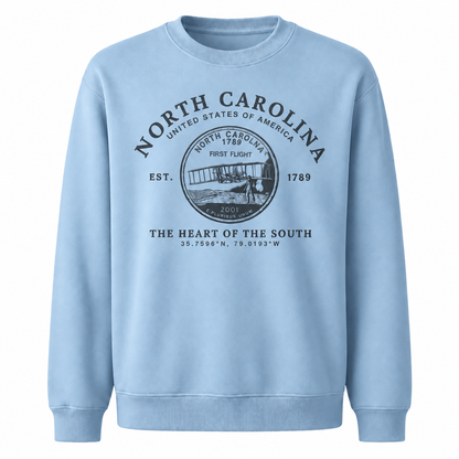 North Carolina Heritage State Seal Medallion Vintage Sweatshirt - Light Blue