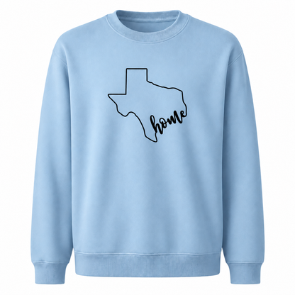 Texas Home State Pride Heart Rustic Vintage Sweatshirt - Light Blue