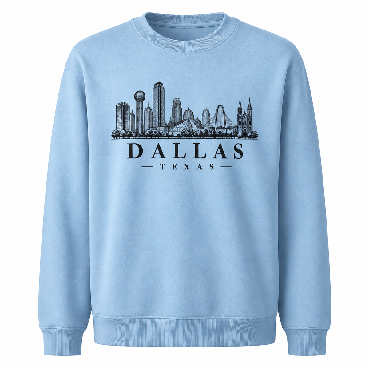 Dallas Texas Skyline Vintage Heritage Graphic Sweatshirt - Light Blue