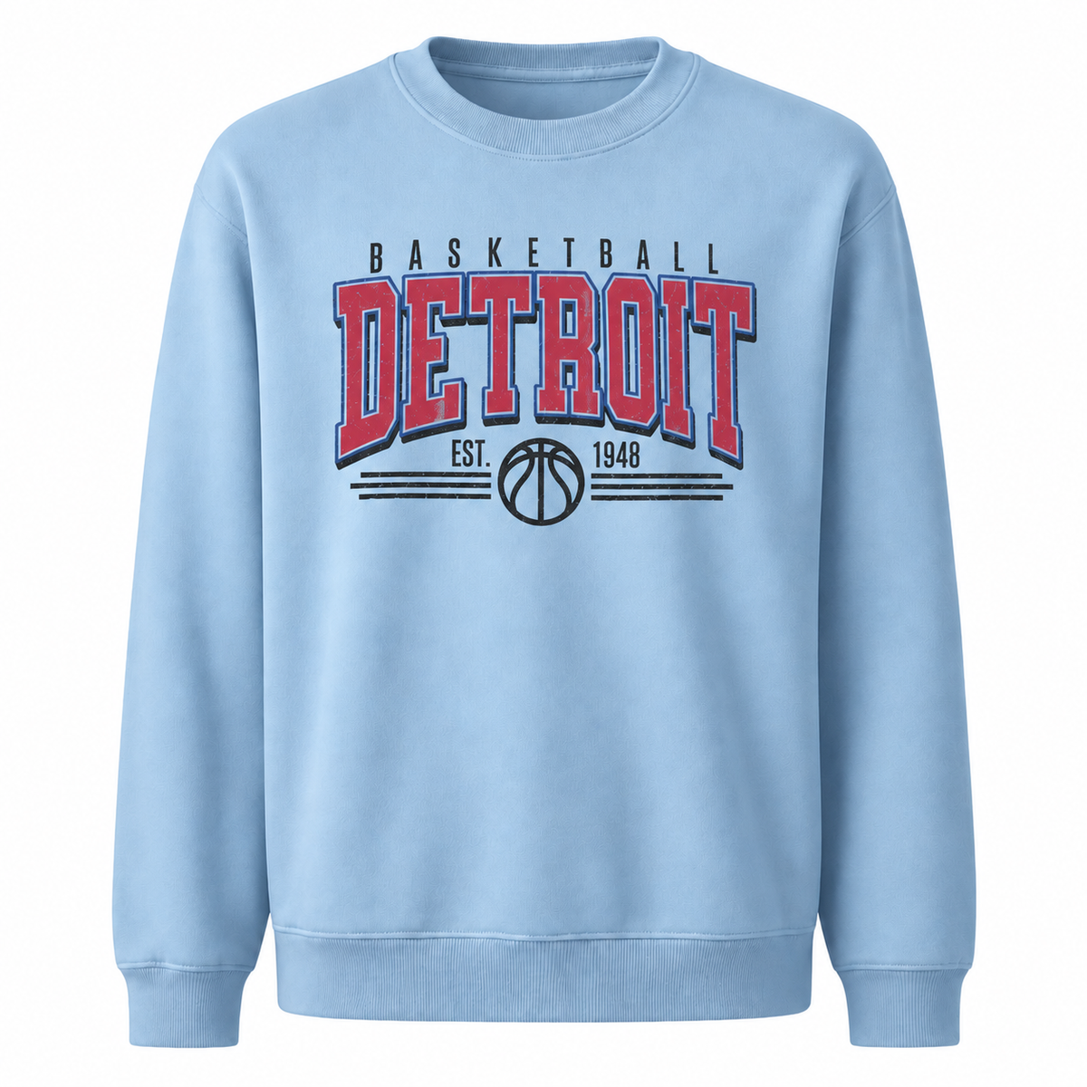 Detroit Basketball Vintage Retro Gameday Classic Sweatshirt - Light Blue