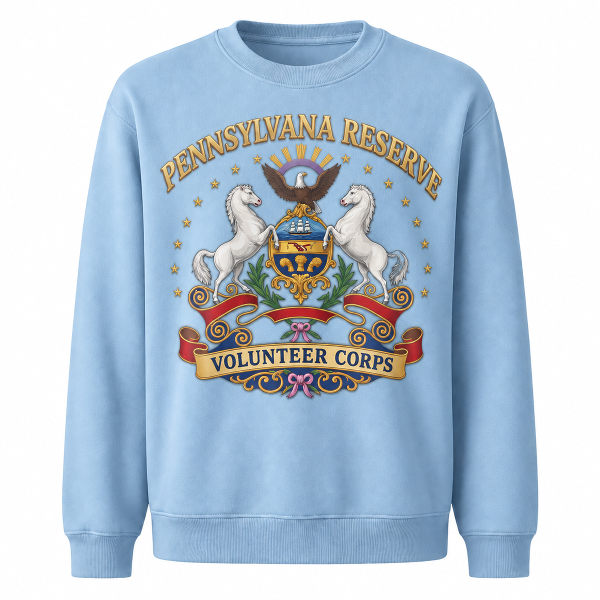 Pennsylvania Reserve Crest Heritage Patriotic Vintage Sweatshirt - Light Blue