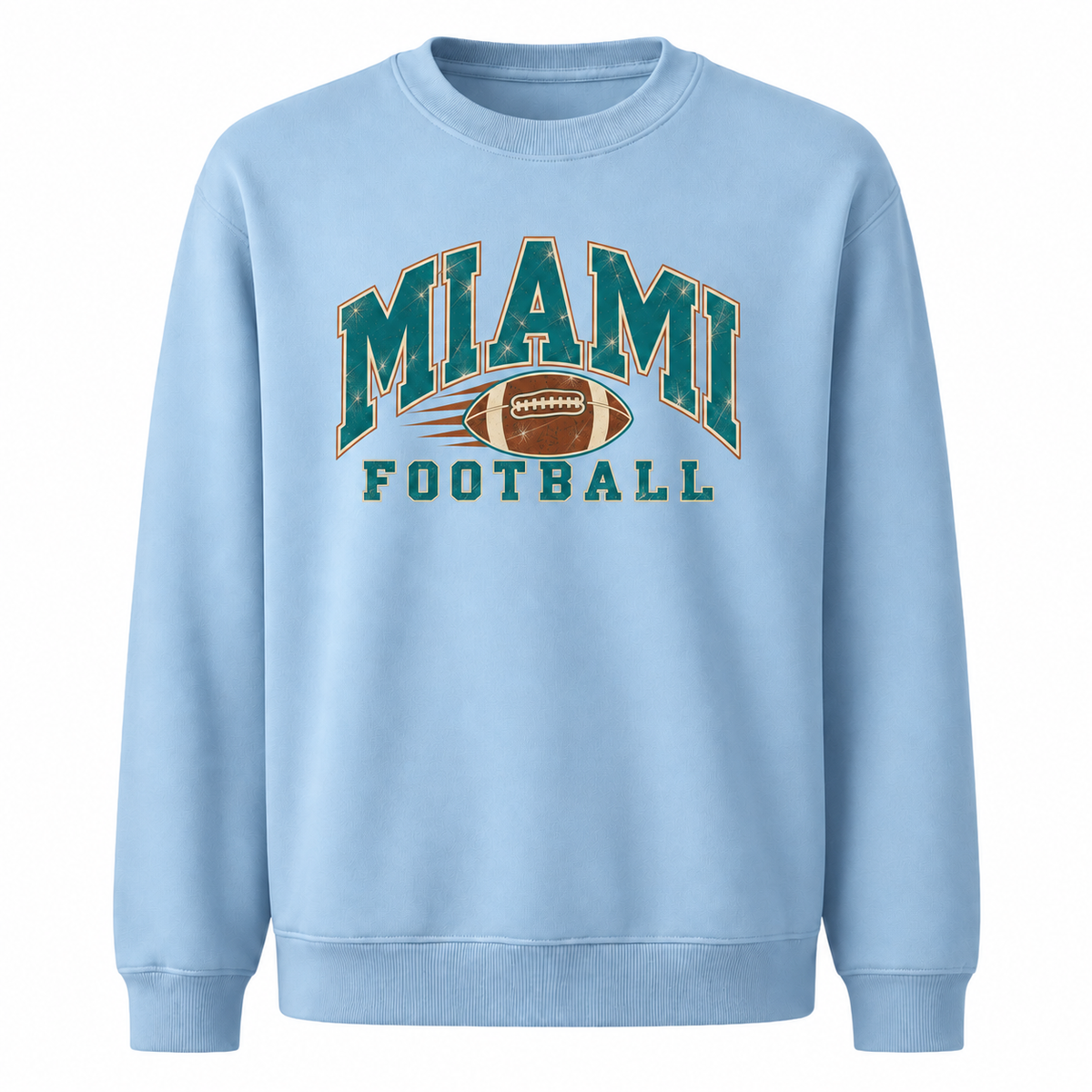 Miami Football Vintage Classic Sports Retro Sweatshirt - Light Blue