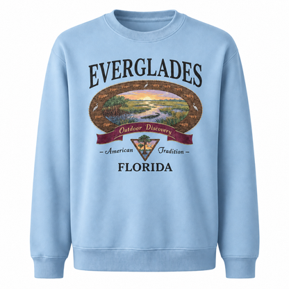 Florida Everglades Great Heron Wildlife Scene Sweatshirt - Light Blue