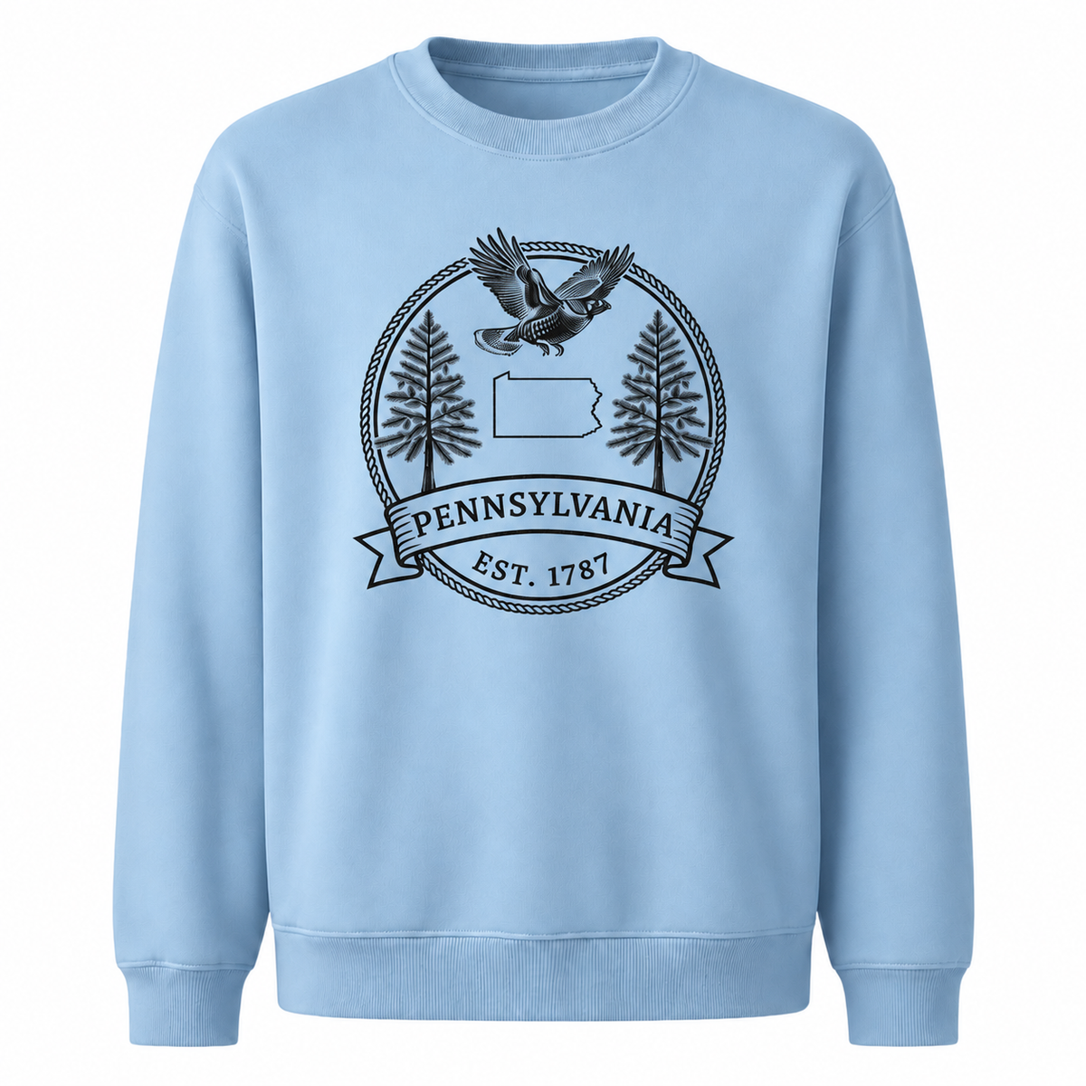 Pennsylvania Historic State Emblem Classic Vintage Sweatshirt - Light Blue
