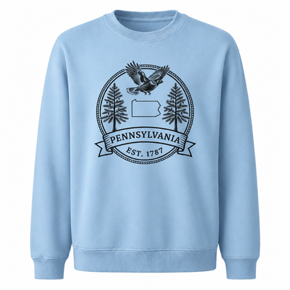 Pennsylvania Historic State Emblem Classic Vintage Sweatshirt - Light Blue