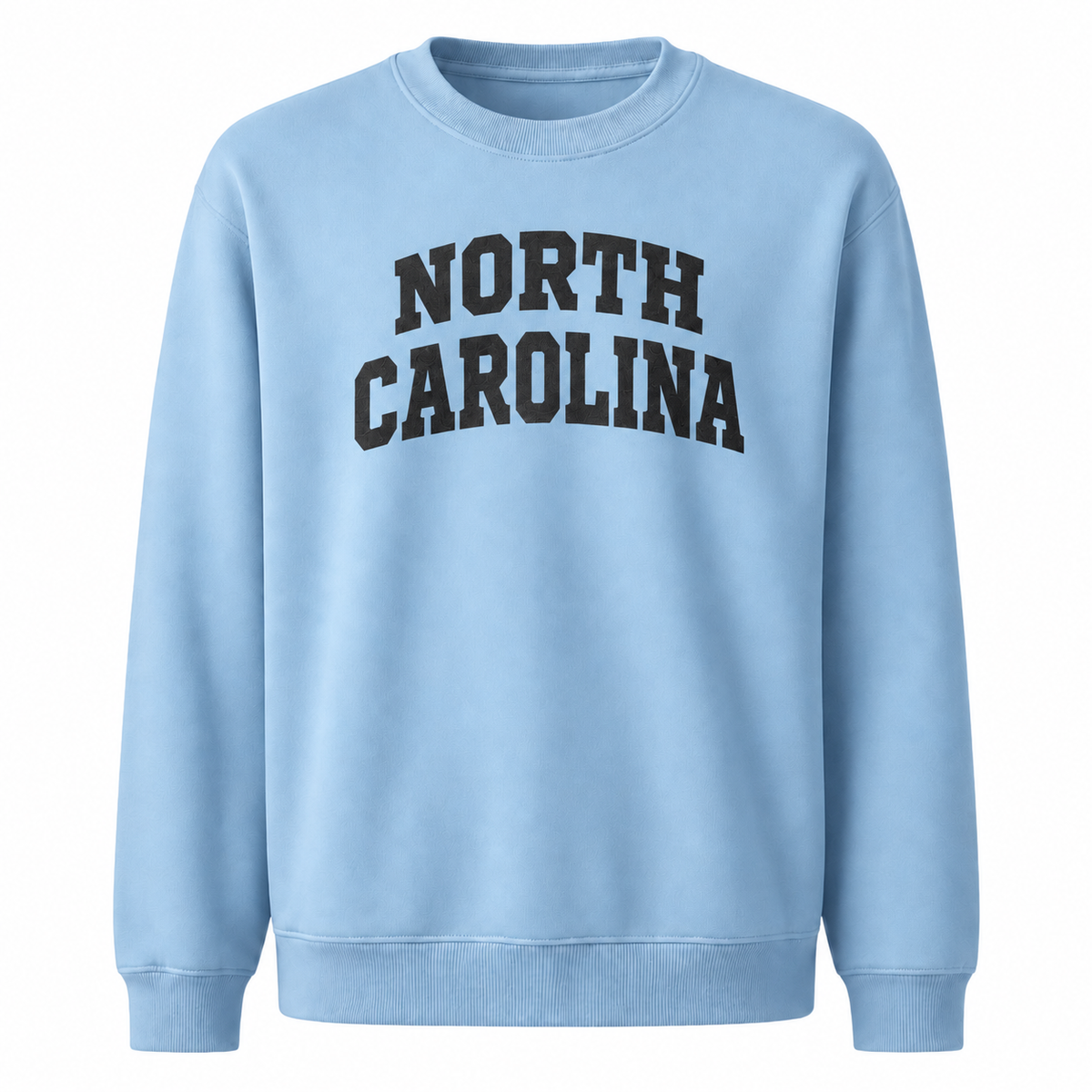 North Carolina Collegiate Arched Block Lettering Retro Sweatshirt - Light Blue