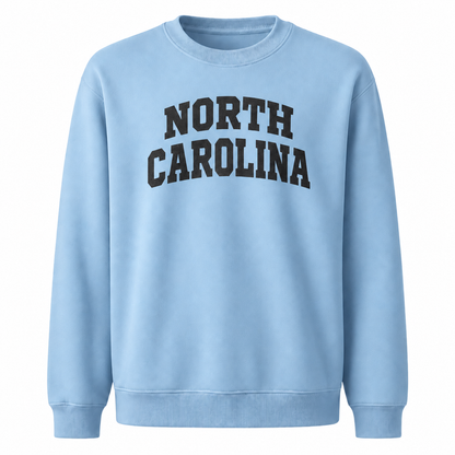 North Carolina Collegiate Arched Block Lettering Retro Sweatshirt - Light Blue