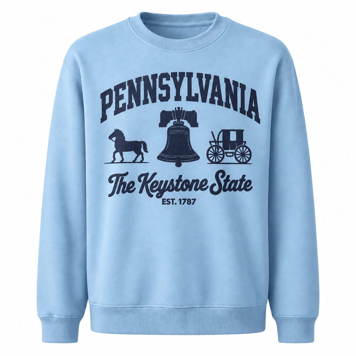 Pennsylvania Keystone State Historic Crest Vintage Sweatshirt - Light Blue