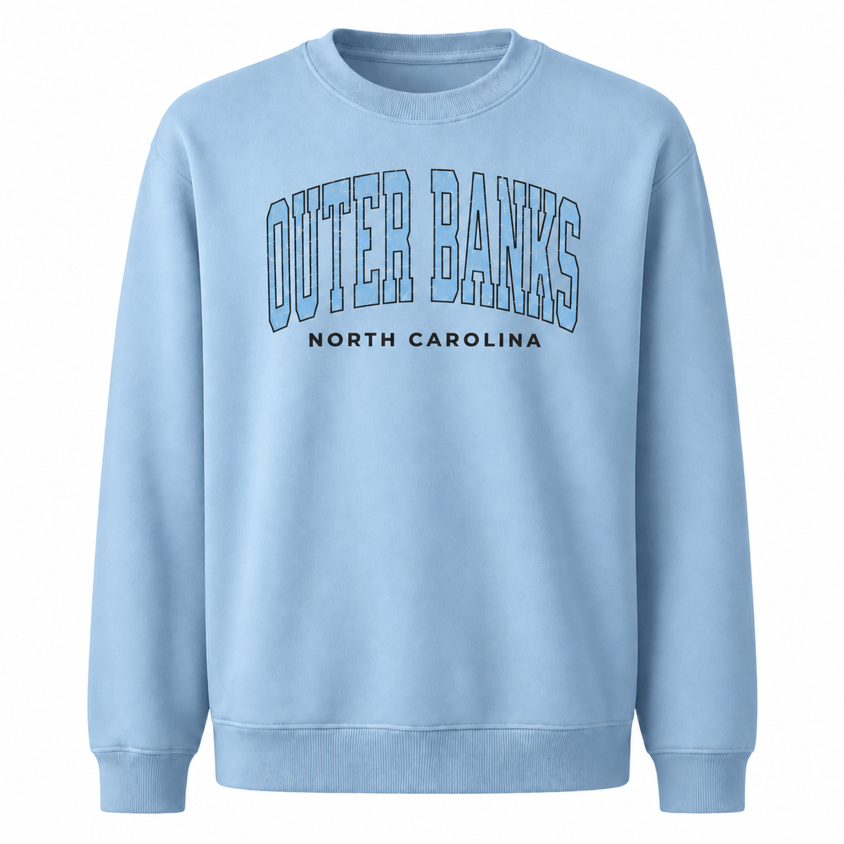 Outer Banks North Carolina Nautical Retro Beach Sweatshirt - Light Blue