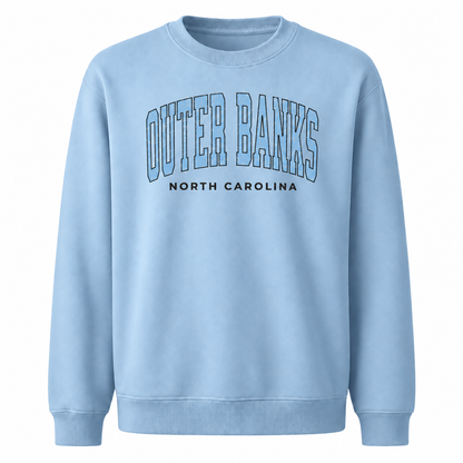 Outer Banks North Carolina Nautical Retro Beach Sweatshirt - Light Blue
