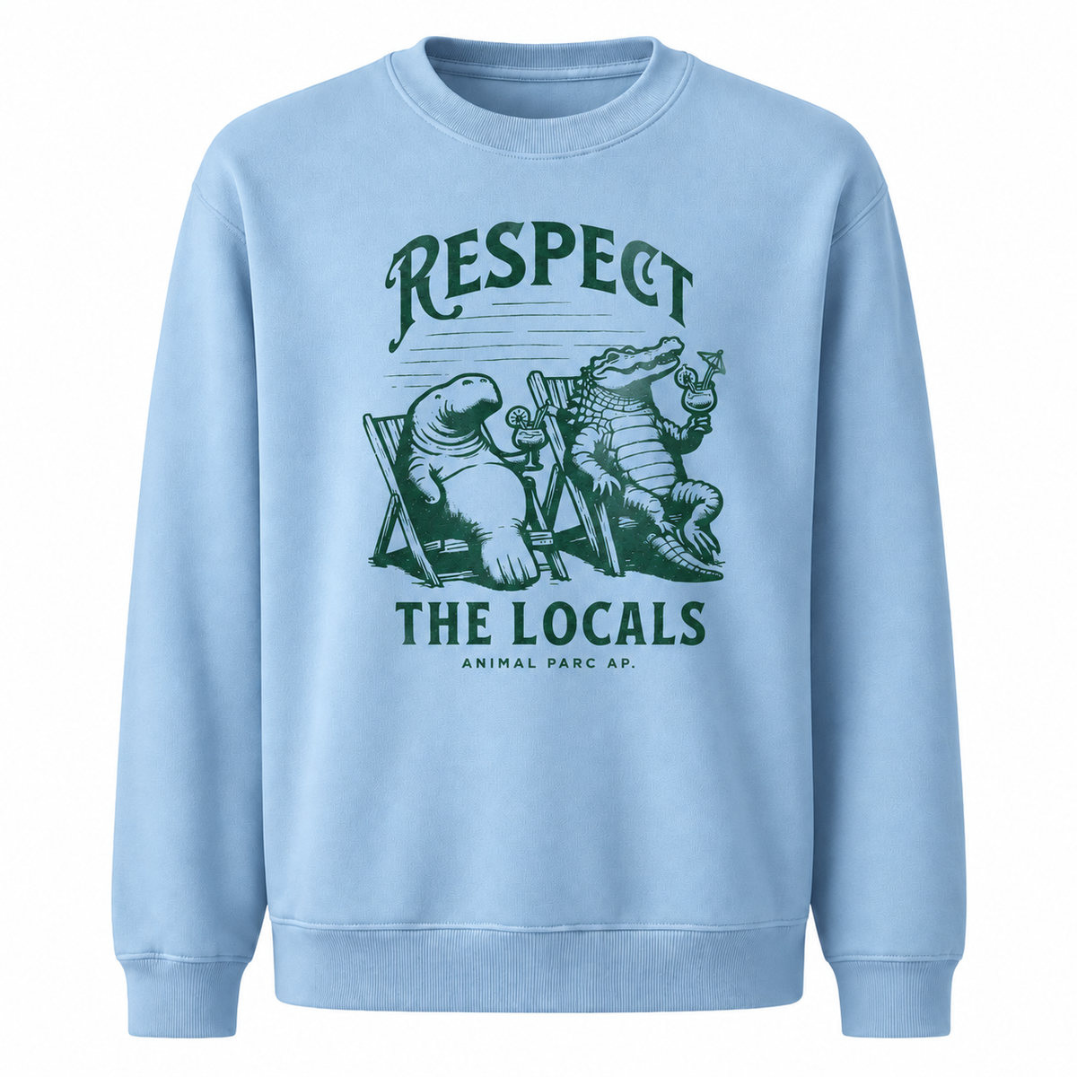 Florida Respect The Locals Manatee Alligator Sweatshirt - Light Blue