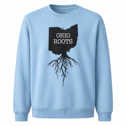 Ohio Roots Minimalist State Silhouette Vintage Sweatshirt - Light Blue