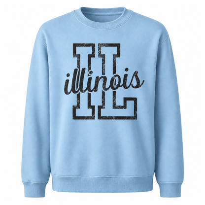 Illinois Classic Vintage Heritage State Pride Sweatshirt - Light Blue