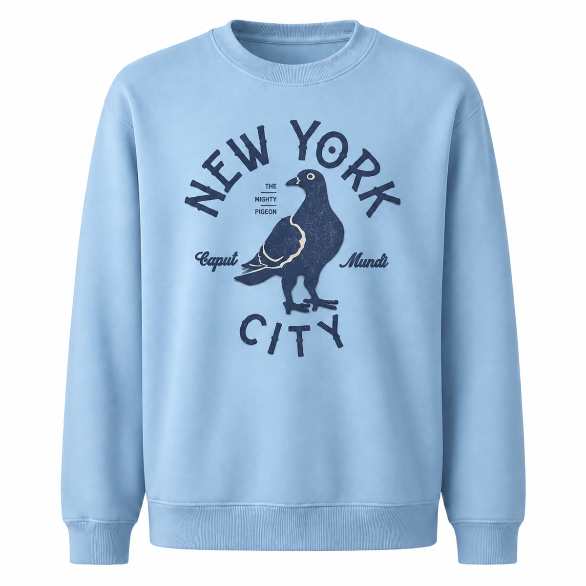 NYC Pigeon Official Bird Vintage Retro Humor Sweatshirt - Light Blue