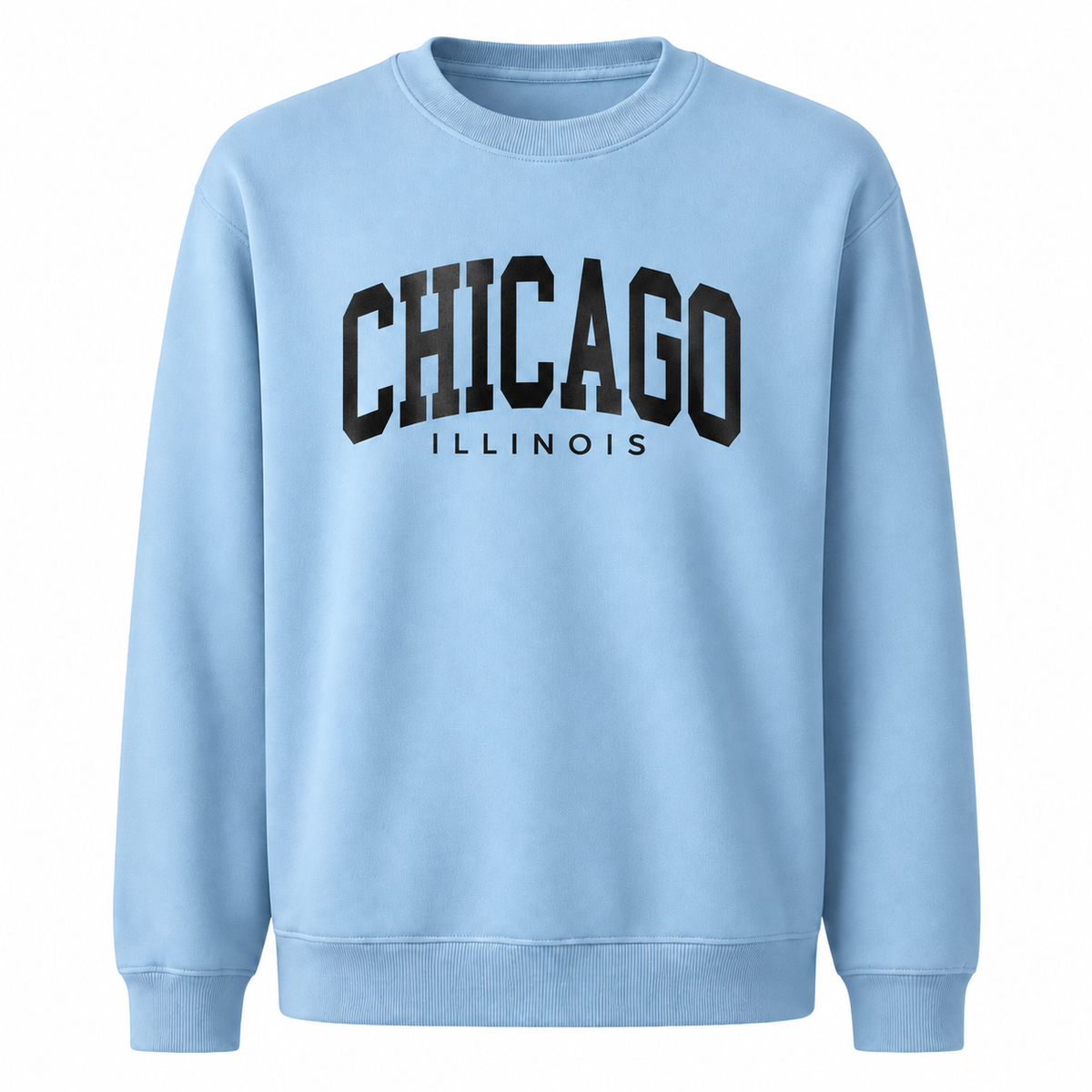 Chicago Illinois Arched Varsity Athletic Retro Sweatshirt - Light Blue
