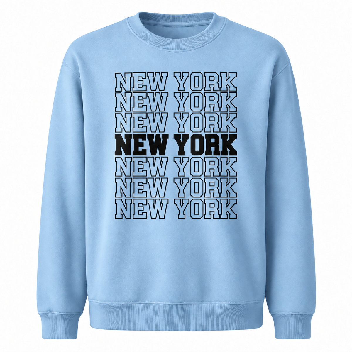 New York Arched Varsity Collegiate Retro Athletic Sweatshirt - Light Blue