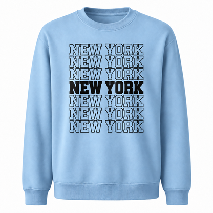 New York Arched Varsity Collegiate Retro Athletic Sweatshirt - Light Blue