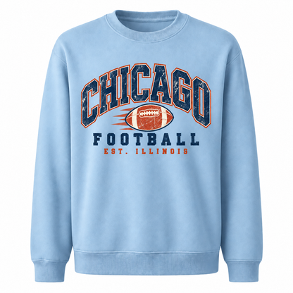 Chicago Football Vintage Cream Graphic Tailgate Sweatshirt - Light Blue