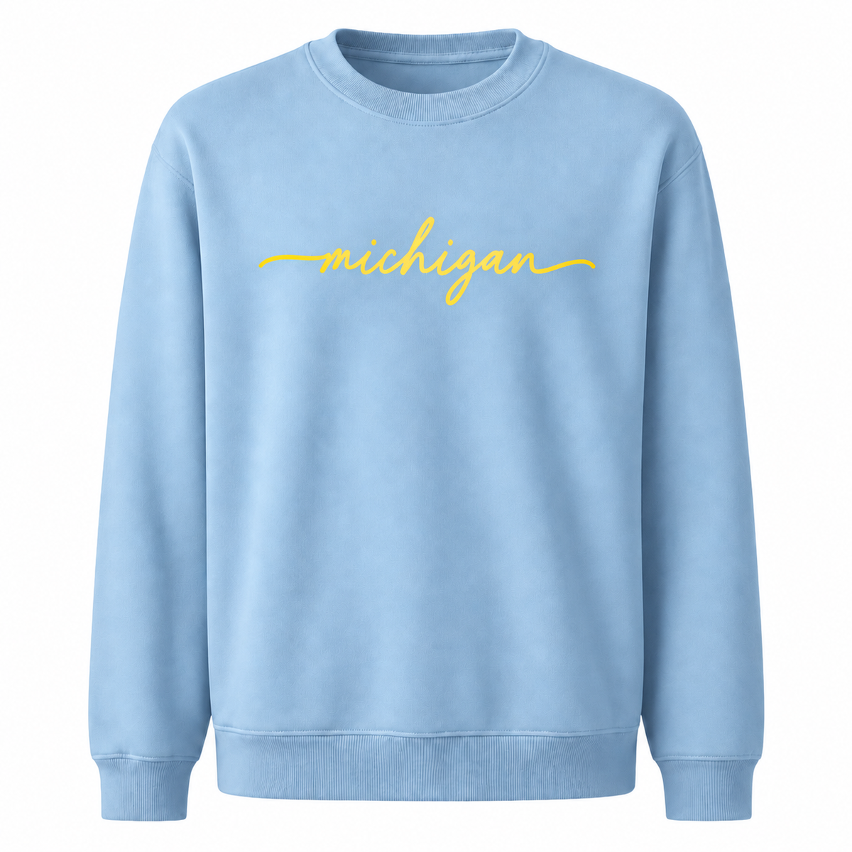 Michigan Maize Gold Vintage Athletic Collegiate Sweatshirt - Light Blue